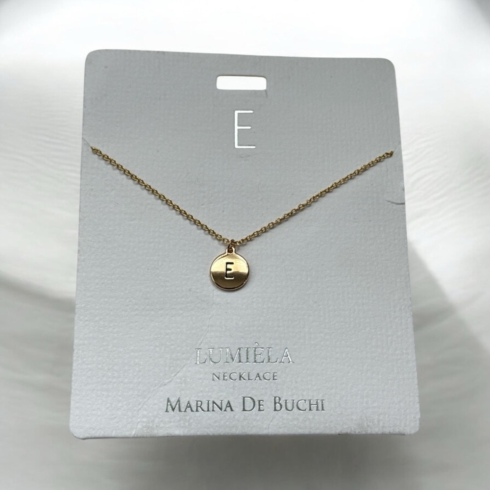 Lumiela E Gold Initial Necklace by Marina De Buchi